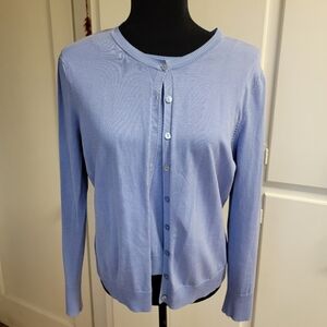 August Silk Petite Light Blue Cardigan Sweater Set
